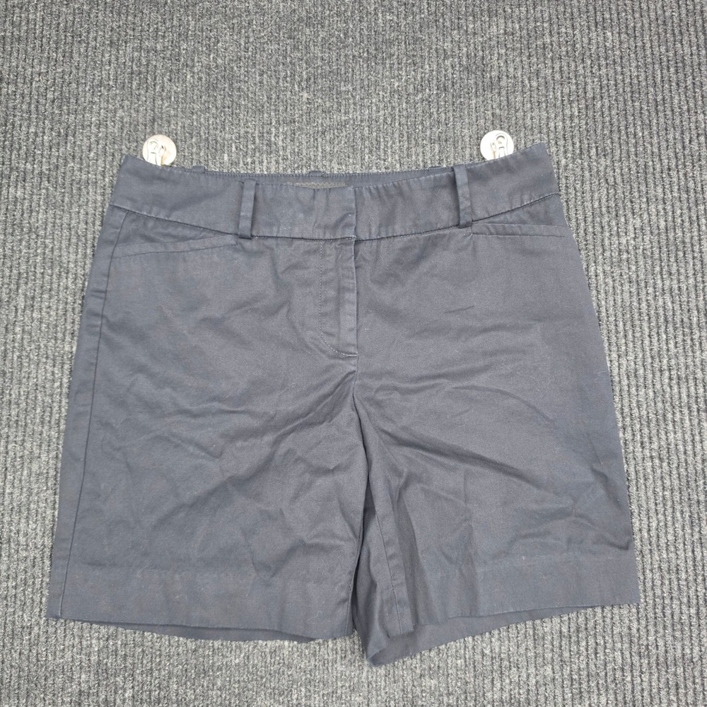 Talbots Petites Navy Blue Chino Shorts Womens 0P Cotton Stretch Mid Rise